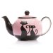 HuesNBrews Cattitude 24 Ounce Pink Teapot