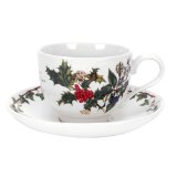 Portmeirion Holly and Ivy Teacup and Saucer Set of 6