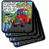 Londons Times Funny Society Cartoons - Nervous Starbucks Driver Gets Citation - Coasters