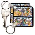 Londons Times Funny Cat Cartoons - Expresso Cat at Starbucks - Key Chains
