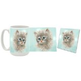 Gray Kitten Mug & Coaster Gift Box Combo - Cat/Kitten/Feline Edition Beverage Drinkware