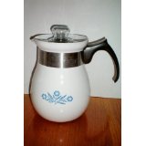 HTF Corning Blue Cornflower 6 cup Stovetop Coffee Pot Percolator