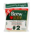 Brew Rite #2 Cone Coffee Filters, White Paper