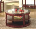 Contemporary Cherry Finish Round Storage Coffee / Cocktail Table by Coaster