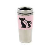 Hues N Brews Cattitude 14 Ounce Pink Travel Tumbler