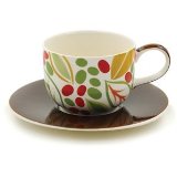 Hues N Brews Earth Latte Cups and Saucers Set of 4