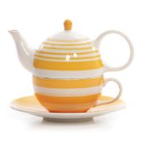 Hues&Brews Stripes Sunflower Tea For 1