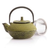 Hues&Brews 12 Ounce Moss Green Cast Iron Teapot