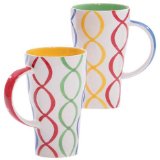 Hues&Brews Streamers 16-Ounce Tall Mugs Set of 4