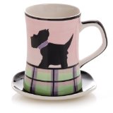 Hues&Brews Scotty 13-Ounce Mug/Coaster Set of 4