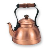 Old Dutch 2 Quart Decor Copper Teakettle With Satin Finish And Wood Handle