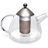 BonJour Insulated Tear Drop Glass Teapot with Shut Off Infuser