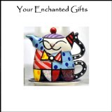 Romero Britto ceramic Cat kitten Tea for One Teapot Cup