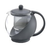 French Cafe by BonJour Good Fortune 42-Ounce Glass Teapot with Stainless Steel Infuser and Built-In Coaster