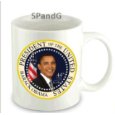 Barack Obama 44th President Mug with Presidential Seal Background and Stamped Base -Collector Mug