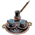 Turkish Coffee Set for Two with Oval Tray