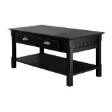 Winsome Wood Coffee Table with Dual Drawers and Shelf, Black