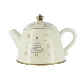 Russ Berrie - Snowlit Settings - 60 oz Ceramic Christmas Teapot