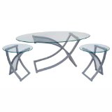 Walker Edison 48 inch 3 Piece Curve Coffee Table Set