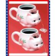 Set of 2 Victorian Ceramic Cat Tea Bag Holder Mugs Cups