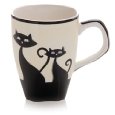 HuesNBrews Cattitude 12 Ounce Ivory Mug, 4 Pack