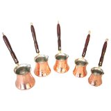 Turkish Coffee Pots - 5 Piece Set with wood handles