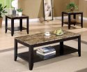 3pc Coaster Coffee Table & End Table Set Marble Top Espresso Finish