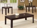 3pc Coffee Table & End Table Set in Dark Walnut Finish by Coaster