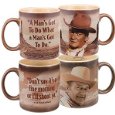 John Wayne Quotes Ceramic Coffee Mugs Set of 2