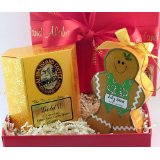 Aloha Island Gift of Gold Kona Blend Coffee and Gingerbread Man Ornament in Red Gift Box