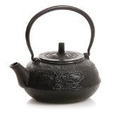 HuesNBrews Cast Iron 40 Ounce Black Teapot