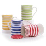 Hues&Brews Stripes 12-Ounce Infuser Mugs Set of 4
