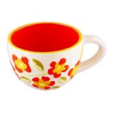 Starbucks Coffee GERANIUM Hand-Painted Mug 14 oz 2007 Collection