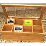 Lipper 8189 Divided Bamboo Tea Box with Clear Lid