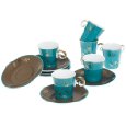 Yedi Houseware Classic Coffee and Tea Blue Saphyre Espresso Cups and Saucers, Set of 6