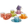 Yedi Houseware Classic Coffee and Tea Rose Espresso Cups and Saucers