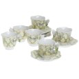 Yedi Houseware Classic Coffee and Tea Butterfly Espresso Cups and Saucers, Green