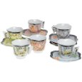 Yedi Houseware Classic Coffee and Tea Butterfly Espresso Cups and Saucers, Set of 6