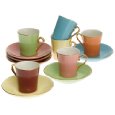 Yedi Houseware Classic Coffee and Tea Solid Espresso Cups and Saucers, Assorted Citrus/Gold