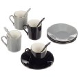 Yedi Houseware Classic Coffee and Tea Black, White and Grey Espresso Cups and Saucers with Spoons