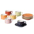 Yedi Houseware Classic Coffee and Tea Polka Dot Teacups and Saucers